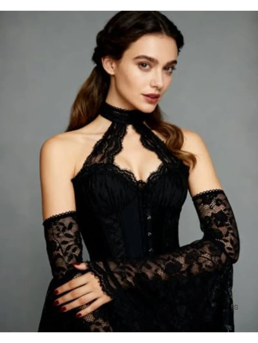 Gothic Lace Arm Sleeves Victorian Witch Gloves Vampire Costume Accessory
